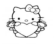 coeur hello kitty dessin à colorier