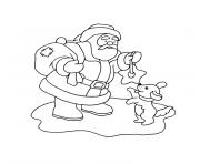 Coloriage pere noel et ses lutins avec des cadeaux dessin