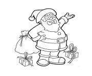 Coloriage pere noel donne beaucoup de cadeaux en decembre dessin