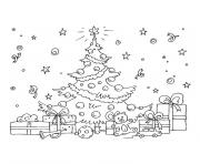 Coloriage arbre de noel et ses cadeaux