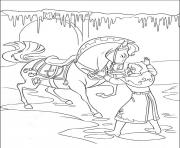 le prince hans avec son cheval dessin à colorier