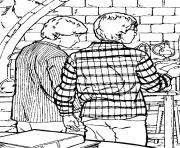 Harry et Ron en classe dessin à colorier