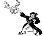 harry potter et sa chouette Hedwige dessin à colorier