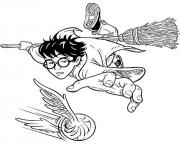 quidditch harry balai magique volant dessin à colorier