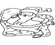 Coloriage pere noel souriant avec des cadeaux dessin