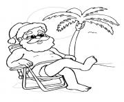 pere noel en vacance dessin à colorier