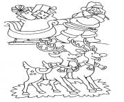 pere noel traineau rennes dessin à colorier