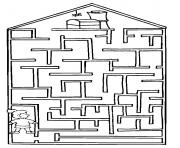labyrinthe jeux maison dessin à colorier