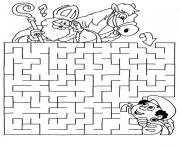 Coloriage labyrinthe jeux cheval dessin