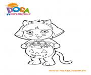 Coloriage dora fait du camping pres du lac avec une grenouille dessin