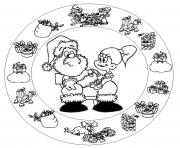 Coloriage mandala avec le pere noel