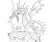 Coloriage dragon facile qui crache du feu dessin