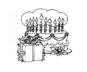 Coloriage super gateau anniversaire 2 etages avec chandelles et chocolats dessin