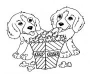 Coloriage petits chiens pop corn