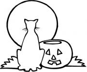 halloween chat dessin à colorier
