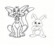 lapin et chat dessin à colorier