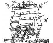 Coloriage mer et bateau