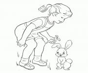 petite fille lapin dessin à colorier