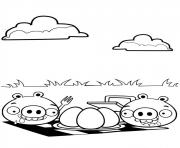 Coloriage angry birds cochon sur la route dessin