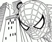 spider-man au centre-ville dessin à colorier