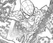 spider-man en pleine vitesse dessin à colorier