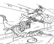 Coloriage spiderman se defend contre les nombreuses mains robotiques de Docteur Octopus dessin