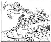 Coloriage spiderman en plein action dessin