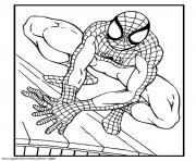 Coloriage spider-man au centre-ville dessin