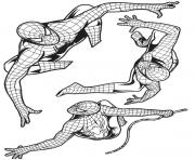 Coloriage spider-man est derriere Docteur Octopus qui vol une banque dessin