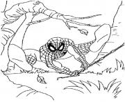 Coloriage spiderman en plein vol dessin