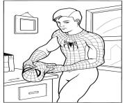 Peter Parker en mode Spiderman dessin à colorier