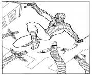 Docteur Octopus tente d'attraper Spider-Man dans les airs dessin à colorier
