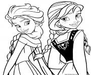 Coloriage elsa et anna les deux princesses du royaume et soeurs dessin