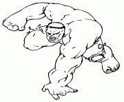 Coloriage Hulk combat un mechant dessin