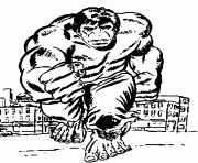 Coloriage Hulk contre un mechant dessin