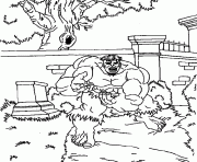 Hulk dans un jardin dessin à colorier