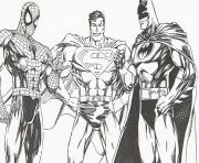 batman spiderman superman dessin à colorier
