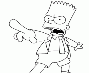 Bart en colere avec une cravate dessin à colorier