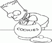 Bart mange des cookies dessin à colorier