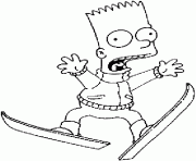 Bart avec des skis dessin à colorier