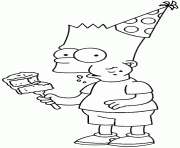 Bart mange a une fete dessin à colorier