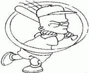 Bart Simpson joue au base ball dessin à colorier