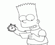 Bart avec une montre dessin à colorier