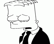 Bart en costard mais triste dessin à colorier