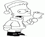 Bart Simpson en pere noel dessin à colorier