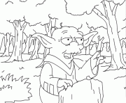 Coloriage Homer a la tete qui traverse un mur dessin