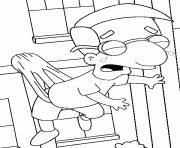dessin simpson Milhouse suspendu a un mur dessin à colorier