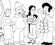 dessin simpson Apu avec sa femme et ses enfants dessin à colorier
