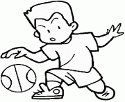 dessin enfant avec un ballon de basket dessin à colorier
