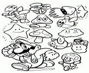 Les personnages de Mario dessin à colorier